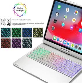 img 3 attached to 📱 BHUATO iPad Pro 12.9” 2018 Keyboard Case - 360° Rotation, 180° Flip, Wireless Bluetooth, Backlit, 7-Color Illumination, Slim & Lightweight 2-in-1 Smart Keyboard Cover + Tablet Case, Supports Pencil 2nd Gen Charging