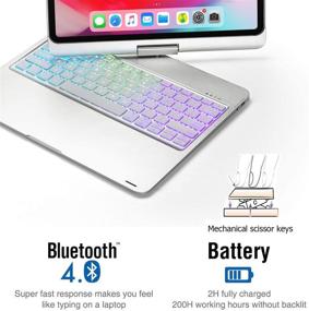 img 2 attached to 📱 BHUATO iPad Pro 12.9” 2018 Keyboard Case - 360° Rotation, 180° Flip, Wireless Bluetooth, Backlit, 7-Color Illumination, Slim & Lightweight 2-in-1 Smart Keyboard Cover + Tablet Case, Supports Pencil 2nd Gen Charging