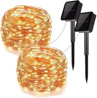 🌟 enhance your outdoor decor with 2 pack of waterproof solar string lights - 100led copper wire fairy lights - perfect for christmas, parties, weddings, patios, gardens & yards - 8 modes, 33ft (warm white 100led) логотип