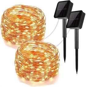 img 4 attached to 🌟 Enhance Your Outdoor Decor with 2 Pack of Waterproof Solar String Lights - 100LED Copper Wire Fairy Lights - Perfect for Christmas, Parties, Weddings, Patios, Gardens & Yards - 8 Modes, 33Ft (Warm White 100LED)