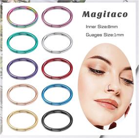 img 3 attached to 🔪 Magitaco 10 PCS 16G 18G Septum Rings: Premium Stainless Steel Hinged Segment Rings for Lip, Cartilage, Helix, Conch, Tragus, Daith Piercing; Septum Clicker Nose Rings Hoop