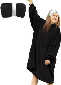 img 4 attached to Super Cozy Oversized Hoodie Blanket for Women – Sweatshirt Blanket Sweater with Giant Pocket in Black