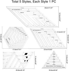 img 3 attached to 📏 PH PandaHall 5 Size Acrylic Quilting Ruler Set: Triangle, Hexagon, Trapezoid, 45°, 60° - Sewing Handmade Drawing Tool for Patchwork & Quilting