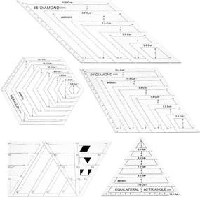 img 4 attached to 📏 PH PandaHall 5 Size Acrylic Quilting Ruler Set: Triangle, Hexagon, Trapezoid, 45°, 60° - Sewing Handmade Drawing Tool for Patchwork & Quilting