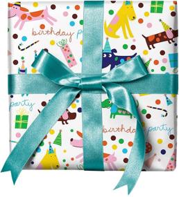 img 3 attached to 🐶 Premium Folded Wrapping Paper for Dog Party Birthday, 2ft x 10ft - Happy Birthday Dog Theme Gift Wrap