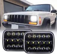 🚗 black dot 110w 5x7 inch led headlights | 7x6 inch hi/low led sealed beam headlamp | compatible with jeep wrangler yj cherokee xj kenworth t300 1997-2010 | h4 plug h6054 headlights | h5054 6054 6052 logo