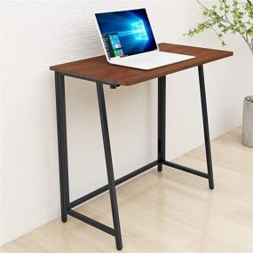 img 4 attached to 🖥️ Siunzs Small Desk - Folding Computer Desk for Home Office & Small Spaces - No-Assembly Modern Foldable Table - 32-Inch Study Writing Desk in Walnut Finish