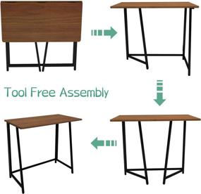 img 1 attached to 🖥️ Siunzs Small Desk - Folding Computer Desk for Home Office & Small Spaces - No-Assembly Modern Foldable Table - 32-Inch Study Writing Desk in Walnut Finish