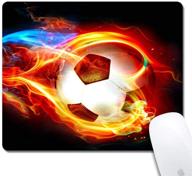 🔥 ineworld flame soccer mouse pad - thick non-slip nature rubber mouse pad for gaming, office, work, and home - rectangle keyboard mouse mat (9.45" x 7.87" x 0.12") logo