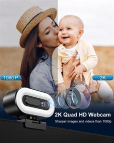 img 3 attached to CASECUBE 2021 Quad HD Webcam: Microphone, Speakers, Ring Light, and Webcam Cover | 2K Streaming Webcam with Plug and Play | Ideal for Zoom, Skype