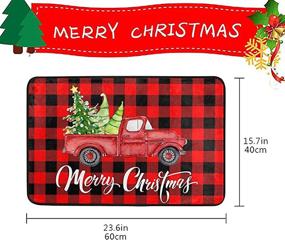 img 3 attached to Kcldeci Christmas Tree Red Truck Door Mats: Winter Buffalo Check Plaid Bath Mat - Non-Slip Indoor/Outdoor Doormat - Home Decor - 23.6 x 15.7 inch