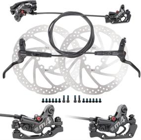 img 4 attached to 🚵 JFOYH 4-Piston MTB Hydraulic Brake Set with 160mm Floating Disc Rotors - Front and Rear Hydraulic Disc Brake Kit for Mountain Bikes (Pre-Bled, Original Pads Included)