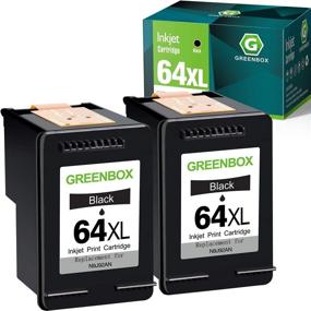 img 4 attached to 🖨️ Заправленный картридж GREENBOX Remanufactured HP 64 XL 64XL для замены чернильного картриджа в принтерах Envy Photo 7855, 7155, 6255, 6230, 6252, 6258, 7120, 6220, 7130, 7132, 7158, 7164, 7820, 7830, 7858, 7864, 7800 - набор из 2-х черных картриджей