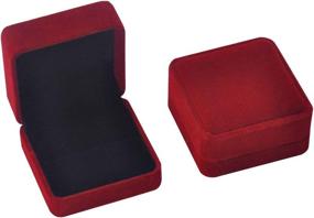 img 4 attached to 🎁 iSuperb Set of 2 Wine Red Velvet Double Ring Box Earring Jewelry Case Gift Boxes for Couples