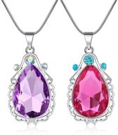 set of 2 sofia the first amulet and elena princess necklace: twin sister teardrop necklaces, magic jewelry gift for girls logo