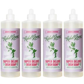 img 4 attached to 🌿 Rebel Green Super Deluxe Dish Soap: Lavender & Grapefruit Scented, Sustainable Liquid Detergent - 4 Pack (16 oz Bottles)