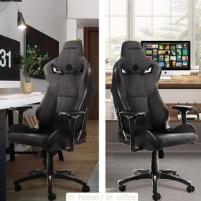 img 1 attached to KARNOX Legend Gaming Chair - Ergonomic Office Desk Chair - Racing PC Chair - High-Back Executive Chair with Adjustable Headrest and Lumbar Support - 360 Degree Swivel Reclining Computer Chair - Cloth - Dark Grey - Best for Gaming, Office, and Racing Enthusiasts