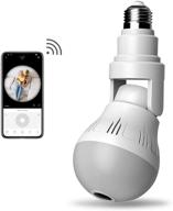 📷 wireless 360 degree panoramic ip camera with light bulb - 2mp led light camera lamp, remote floodlight, infrared night vision, motion detection - ideal for baby, elderly, pets, nanny monitoring - 2.4ghz wireless camera logo