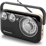 студебейкер sb2003 ретро портативное am/fm радио с работой от сети или от батарей (черное/кремовое) логотип