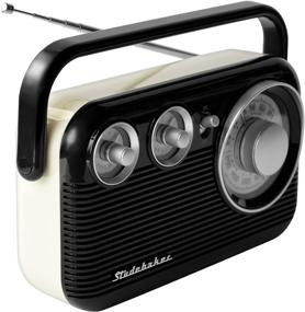 img 1 attached to Studebaker SB2003 Retro Portable AM/FM Radio AC Or Battery Operated (Black/Cream)