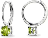 5mm round huggie hoop earrings for women teen girls with sterling silver and genuine/synthetic gemstone logo