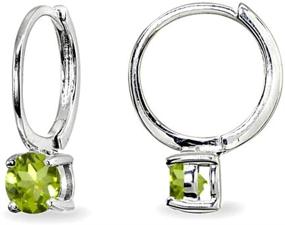 img 4 attached to 5mm Round Huggie Hoop Earrings for Women Teen Girls with Sterling Silver and Genuine/Synthetic Gemstone