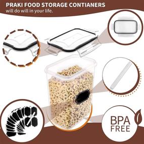 img 2 attached to Airtight Food Storage Containers Set with Lids - 24 Pieces, BPA-Free Clear Kitchen Pantry Organization Canisters, PRAKI Kitchen Storage Containers for Cereal, Flour & Sugar - Labels & Marker, Black