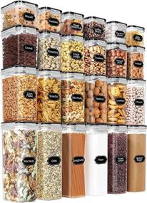 img 4 attached to Airtight Food Storage Containers Set with Lids - 24 Pieces, BPA-Free Clear Kitchen Pantry Organization Canisters, PRAKI Kitchen Storage Containers for Cereal, Flour & Sugar - Labels & Marker, Black