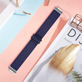 img 1 attached to 🔵 Adjustable Elastic Nylon Bands for Fitbit Inspire 2/ Inspire HR/Inspire - Breathable Braided Soft Fabric Pattern Replacement Loop Strap for Women and Men (Dark Blue)