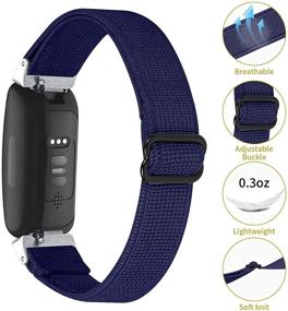 img 2 attached to 🔵 Adjustable Elastic Nylon Bands for Fitbit Inspire 2/ Inspire HR/Inspire - Breathable Braided Soft Fabric Pattern Replacement Loop Strap for Women and Men (Dark Blue)