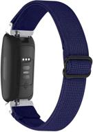 🔵 adjustable elastic nylon bands for fitbit inspire 2/ inspire hr/inspire - breathable braided soft fabric pattern replacement loop strap for women and men (dark blue) logo