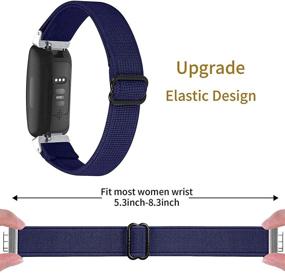 img 3 attached to 🔵 Adjustable Elastic Nylon Bands for Fitbit Inspire 2/ Inspire HR/Inspire - Breathable Braided Soft Fabric Pattern Replacement Loop Strap for Women and Men (Dark Blue)