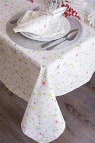 img 1 attached to 🎄 Round Christmas Cotton Tablecloth by DII