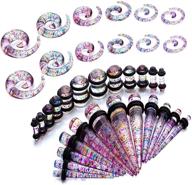 🌈 enhance your style with the bodyj4you 36pc gauges kit, featuring color splash acrylic spiral tapers and plugs for ear stretching in sizes 8g-00g logo