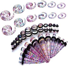 img 4 attached to 🌈 Enhance Your Style with the BodyJ4You 36PC Gauges Kit, featuring Color Splash Acrylic Spiral Tapers and Plugs for Ear Stretching in Sizes 8G-00G