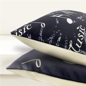 img 1 attached to Set of 4 Black and White Music Pillow Covers, 18x18 Inches, with Note Piano and Letters Design, Cotton Linen Cushion Covers for Bed Decoration