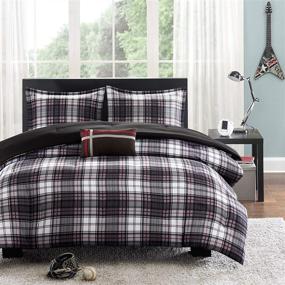 img 3 attached to 🛏️ Mi Zone Harley Comforter Set: Plaid Cabin Bedding Design, All Season Cozy Cover with Matching Sham - Full/Queen Size, Black 4 Piece Set