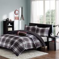 🛏️ mi zone harley comforter set: plaid cabin bedding design, all season cozy cover with matching sham - full/queen size, black 4 piece set logo