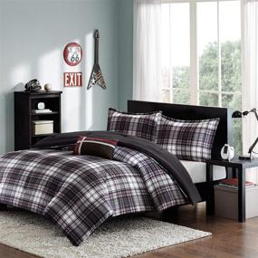 img 4 attached to 🛏️ Mi Zone Harley Comforter Set: Plaid Cabin Bedding Design, All Season Cozy Cover with Matching Sham - Full/Queen Size, Black 4 Piece Set