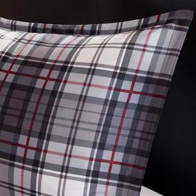 img 2 attached to 🛏️ Mi Zone Harley Comforter Set: Plaid Cabin Bedding Design, All Season Cozy Cover with Matching Sham - Full/Queen Size, Black 4 Piece Set