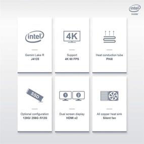 img 3 attached to 💻 Beelink GK55 Mini PC with Intel J4125 Processor (up to 2.7GHz), Windows 10 Pro, 8GB LPDDR4 RAM, 256GB SSD, High Performance Business Mini Computer, 4K UHD, 2.4G/5G Dual Band WiFi, Bluetooth 4.0, Dual HDMI Ports, Dual Gigabit Ethernet