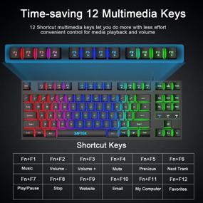 img 1 attached to MFTEK Compact RGB Rainbow Gaming Keyboard and Mouse Set - 87 Keys Backlit Computer Keyboard with Gaming Mouse, USB Wired Combo for PC Gamers, Laptops, and Work