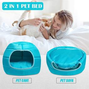 img 1 attached to Hollypet 2 in 1 Foldable Cooling Pet Bed for Small Dogs and Cats - Comfortable Nest Cave Sofa House for Summer