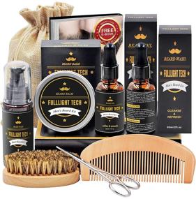 img 4 attached to 🧔 Complete Beard Grooming & Care Kit: Beard Wash, Growth Oil, Leave-in Conditioner, Comb, Brush, Scissor - Pure & Organic