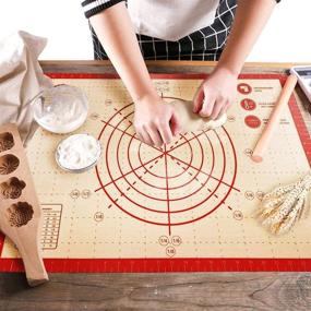 img 3 attached to 🥐 Non-Slip, Non-Stick Silicone Baking Mat: Extra Large Pastry Mat with Measurement Guides for Effortless Dough Rolling and Thickening