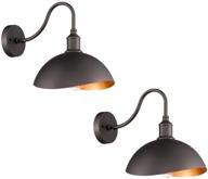 🏡 emliviar gooseneck barn lights 2 pack, vintage farmhouse wall sconces, oil rubbed bronze finish, 1902m-2 wood orb логотип