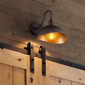 img 1 attached to 🏡 Emliviar Gooseneck Barn Lights 2 Pack, Vintage Farmhouse Wall Sconces, Oil Rubbed Bronze Finish, 1902M-2 Wood ORB