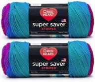 🧶 покупка по оптовым ценам red heart super saver - набор из 2 мотков пряжи polo stripe - каждый моток 5 унций. логотип