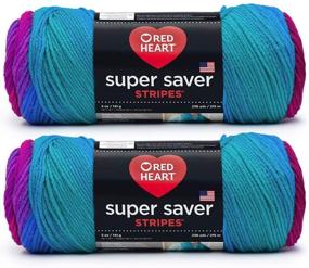 img 4 attached to 🧶 Red Heart Super Saver Bulk Buy - 2-Pack Polo Stripe Yarn - Each Skein 5 oz