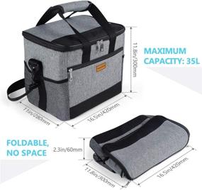 img 2 attached to 👜 TAOCOCO Collapsible Cooler Bag: 50 Can Insulated Leakproof Soft-Sided Tote with Shoulder Strap, Bottle Opener, and Pockets for Outdoor Travel, Beach, Picnic, BBQ (Gray)